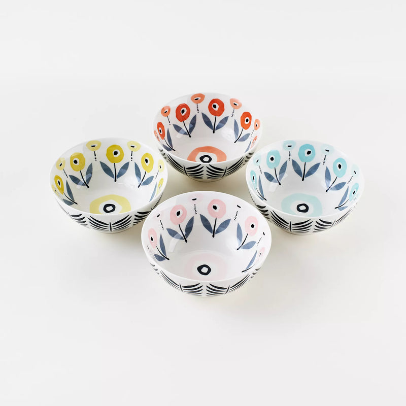 Plato Hondo Sopero de Porcelana con Diseños de Amapolas