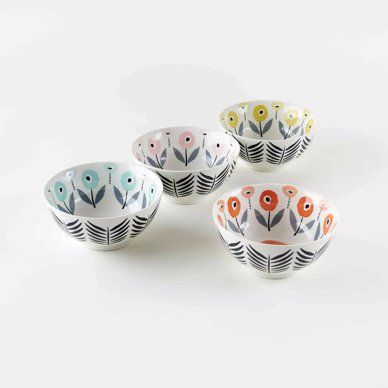 Plato Hondo Sopero de Porcelana con Diseños de Amapolas